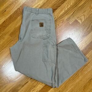 Carhartt Carpenter Pants Dungaree Fit Mens 40x30 Grey Distressed Work Pants